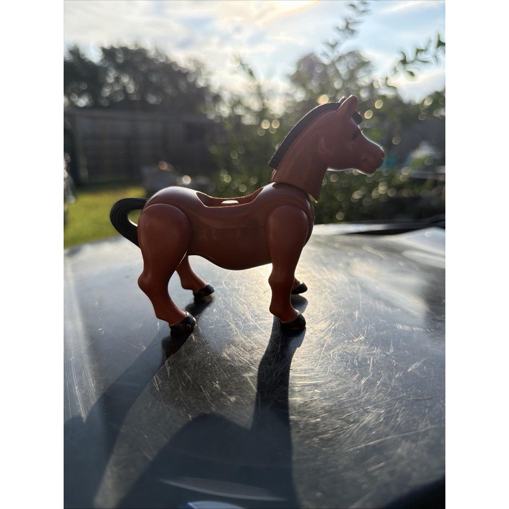 Vintage Fisher Price Original Little People Light Brown Horse W/ Black Mane
